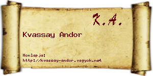 Kvassay Andor névjegykártya